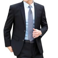 Italian style slim fit 8XL business suit set for wedding groom or best man, by MANDOTOS INTERNATIONAL, with tailored details.