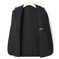 Italian style slim fit 8XL business suit set by Mandotos International, perfect for wedding groom or best man attire.