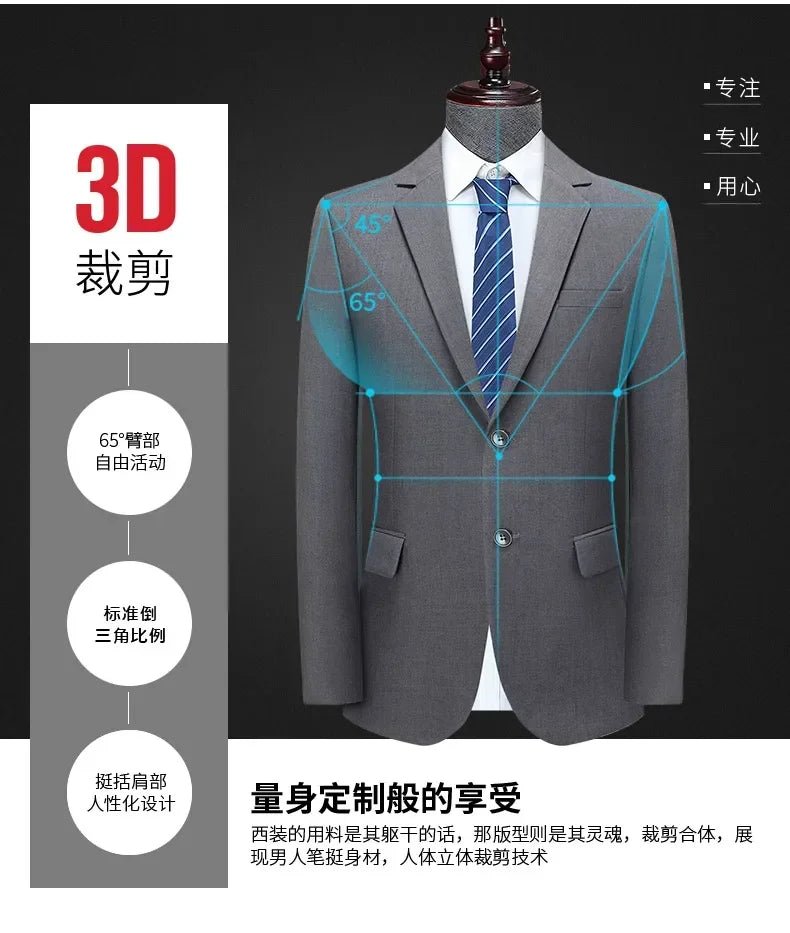 Italian style slim fit 8XL business suit set by MANDOTOS INTERNATIONAL, ideal for grooms and best men at weddings.