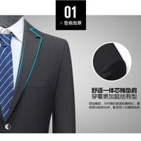 Italian style slim fit 8XL business suit set by MANDOTOS INTERNATIONAL, perfect for wedding groom or best man attire.