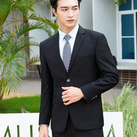Italian style slim fit 8XL business suit set by MANDOTOS INTERNATIONAL, ideal for grooms and best men at weddings.