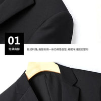 Italian style slim fit 8XL business suit set by MANDOTOS INTERNATIONAL, featuring a tailored wedding groom and best man outfit.