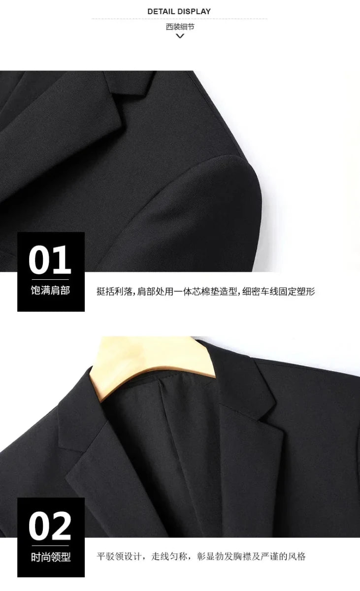 Italian style slim fit 8XL business suit set by MANDOTOS INTERNATIONAL, featuring a tailored wedding groom and best man outfit.