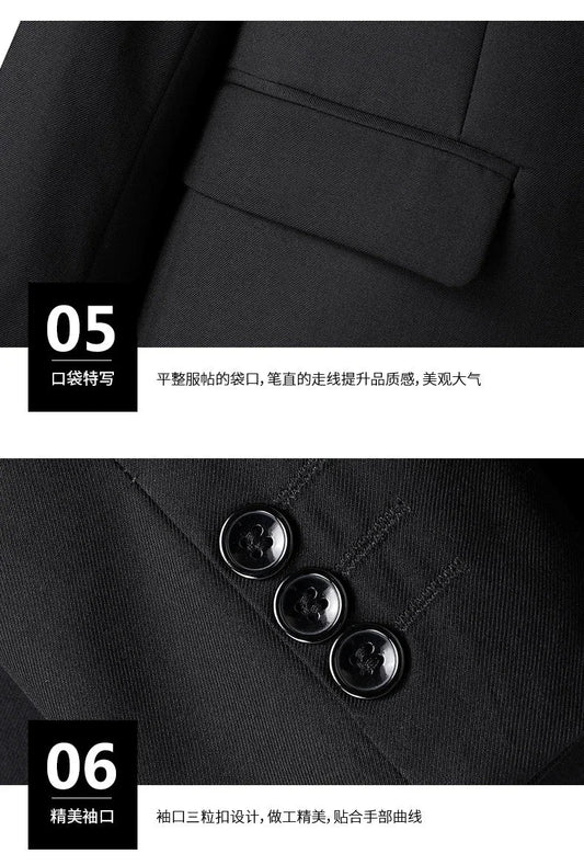 Italian style slim fit 8XL business suit set by MANDOTOS INTERNATIONAL, perfect for wedding groom or best man attire.