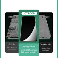 Joyroom iPhone Pro Max HD glass screen protector set with tempered glass for enhanced screen protection, available in 1, 2, or 3 pieces.