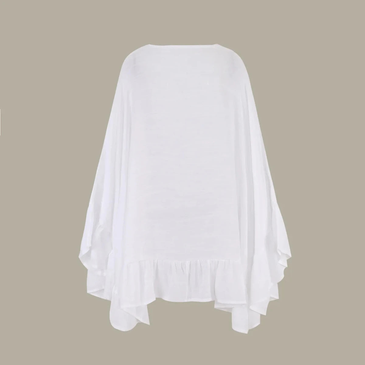 Mandotos International JSN9202262 2024 lace bikini cover-up blouse with V-neck, solid color, high-quality fabric for girls.