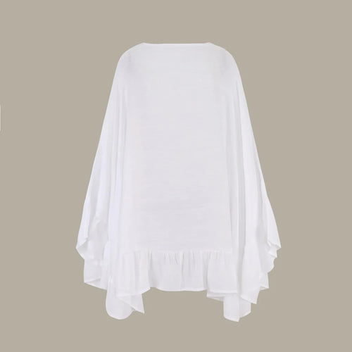 Mandotos International JSN9202262 2024 lace bikini cover-up blouse with V-neck, solid color, high-quality fabric for girls.