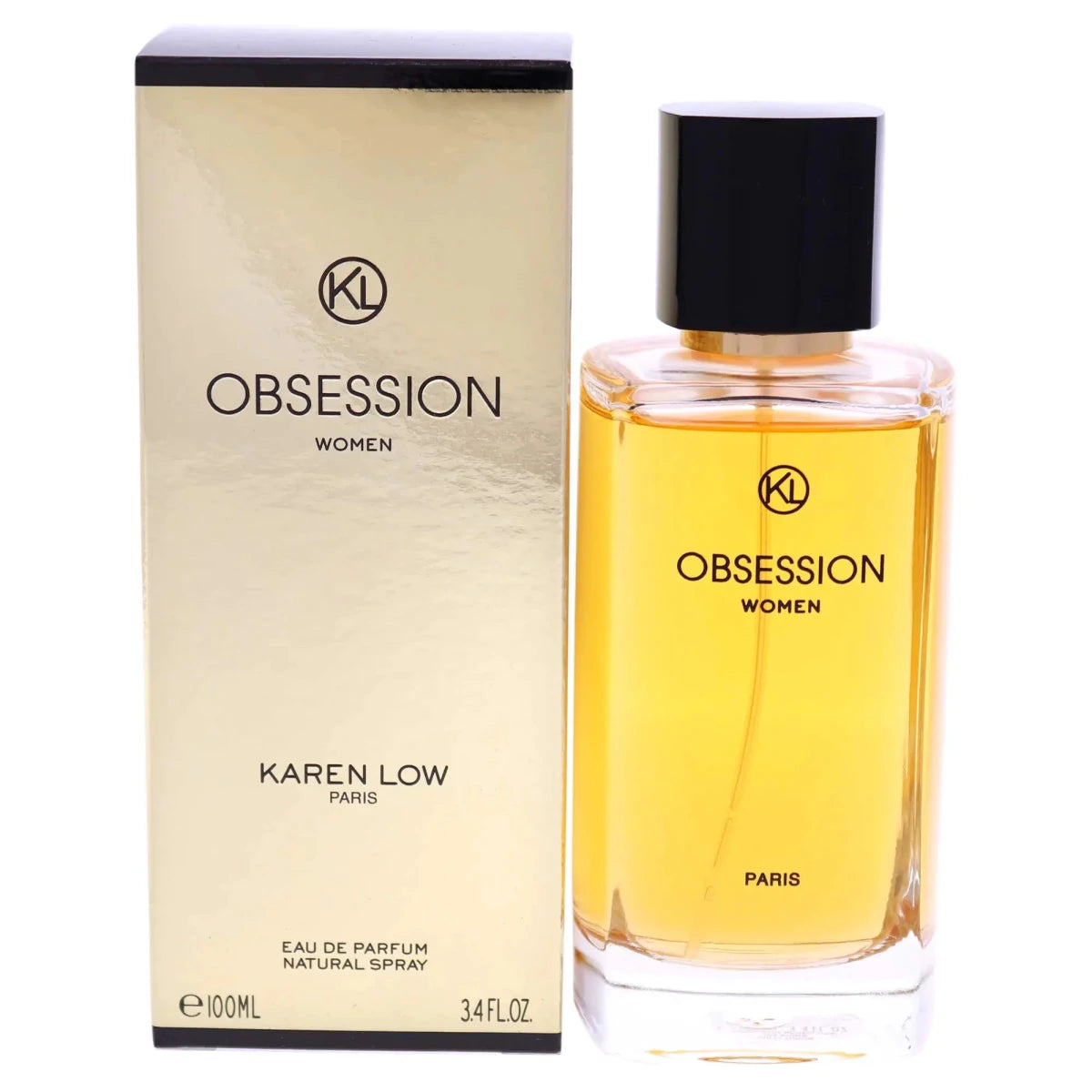 Karen Low KL Allure women’s 3.4 oz EDP spray by Mandotos International, featuring a sleek fragrance bottle with elegant design.