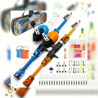 Kids travel spinning rod and reel set by MANDOTOS INTERNATIONAL, lightweight and sensitive fishing rod for children.