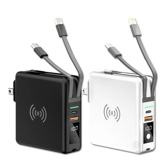 MANDOTOS INTERNATIONAL KP-Super6 Travel 10000mAh PD wireless charger power bank with sleek design and multiple charging ports.