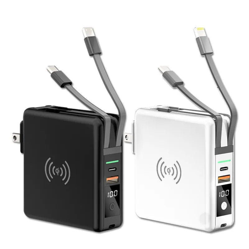 MANDOTOS INTERNATIONAL KP-Super6 Travel 10000mAh PD wireless charger power bank with sleek design and multiple charging ports.