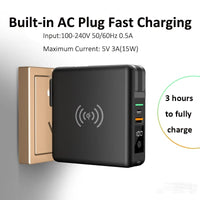 MANDOTOS INTERNATIONAL KP-Super6 Travel 10000mAh PD wireless charger power bank with USB-C and wireless charging capabilities.