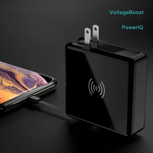 MANDOTOS INTERNATIONAL KP-Super6 Travel 10000mAh PD wireless charger power bank with sleek design and multiple charging ports.