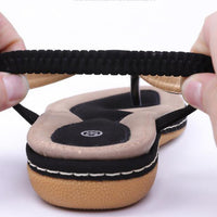 Ladies' chic beach flip flops by MANDOTOS INTERNATIONAL featuring stylish straps and comfortable sole for summer wear.