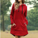 Ladies' hoodie dress with pockets by MANDOTOS INTERNATIONAL, featuring a casual fit and soft fabric in a relaxed style.