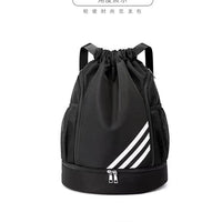 Large capacity basketball backpack with drawstring pocket and multiple compartments by MANDOTOS INTERNATIONAL