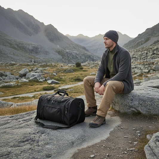 Mandotos International large capacity duffle bag with shoe compartment, tactical travel and gym duffel for weekend trips and sports.