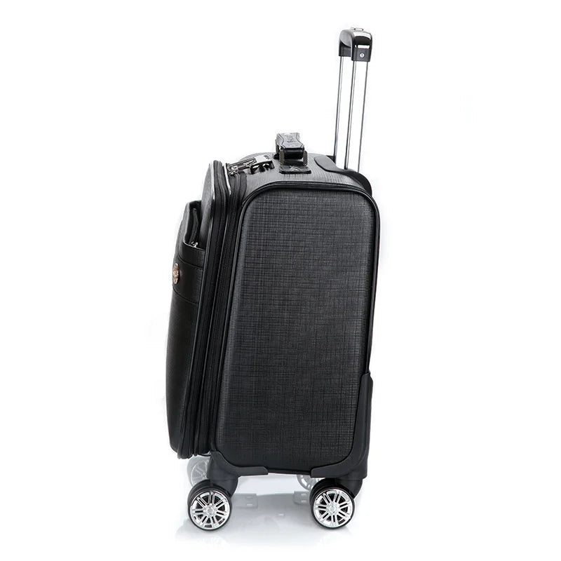 Large capacity tactical travel trolley luggage with integrated laptop backpack from MANDOTOS INTERNATIONAL, suitable for business trips and travel.