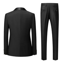 Large size men's three-piece suit by MANDOTOS INTERNATIONAL, slim fit for autumn wedding parties, tailored and stylish.