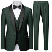 Large size men's three-piece suit by MANDOTOS INTERNATIONAL, slim fit style perfect for autumn wedding parties, featuring jacket, vest, and trousers.