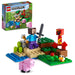 LEGO Minecraft Creeper Clash Set 21177 featuring Steve and animal friends, with detailed Minecraft-themed LEGO characters and scenery.