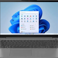 Lenovo Ideapad 3i 15.6-inch FHD touchscreen laptop displaying a sleek black design and keyboard layout.