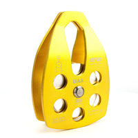 Mandotos International custom single fixed mountaineering pulley with climbing rope in outdoor travel kit, suitable for climbing and rescue.