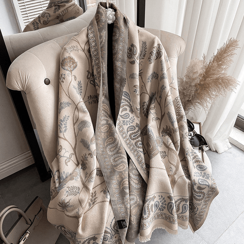 Mandotos International LuxeBreeze UV Scarf in soft fabric, showcasing lightweight, stylish design with UV protection.