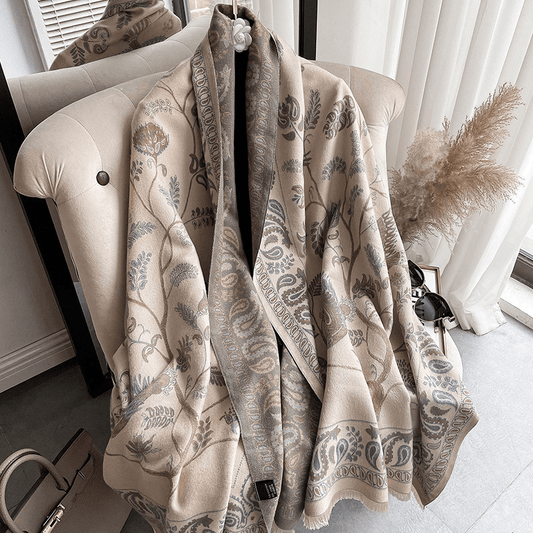 Mandotos International LuxeBreeze UV Scarf in soft fabric, showcasing lightweight, stylish design with UV protection.