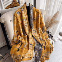 Mandotos International LuxeBreeze UV Scarf in lightweight fabric, showcasing its stylish design and sun protection features.