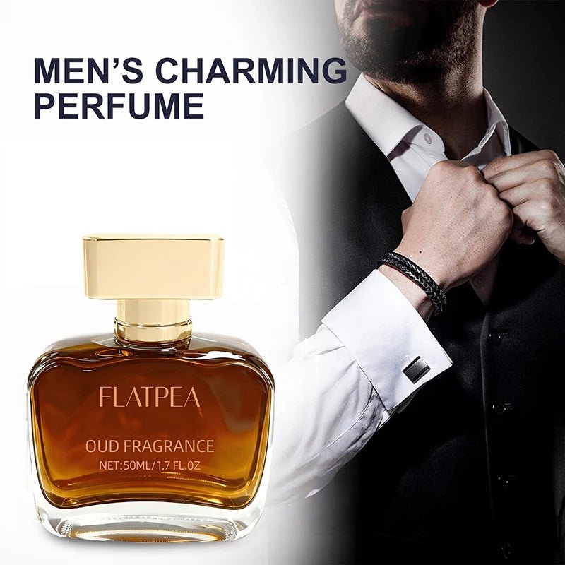 Luxury Arabian Musk Oud and Cedarwood men's Eau De Toilette by MANDOTOS INTERNATIONAL, with a sleek bottle and elegant design.