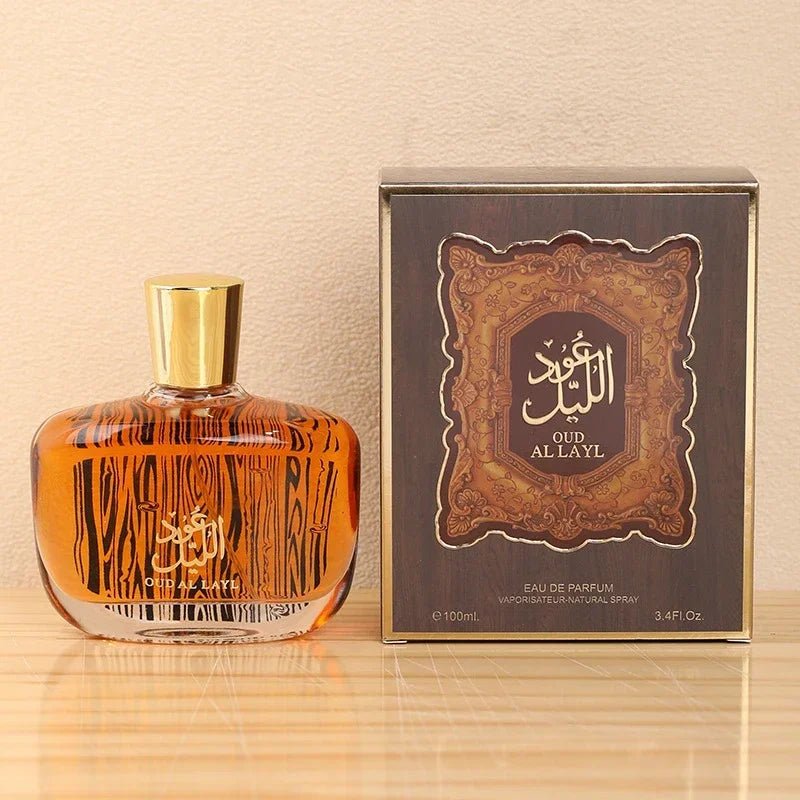 Luxury Arabian Musk Oud and Cedarwood men's Eau De Toilette by Mandotos International, featuring a sleek bottle with rich, warm scent notes.
