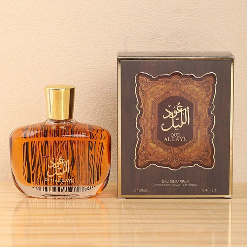 Luxury Arabian Musk Oud and Cedarwood men's Eau De Toilette by Mandotos International, featuring a sleek bottle with rich, warm scent notes.
