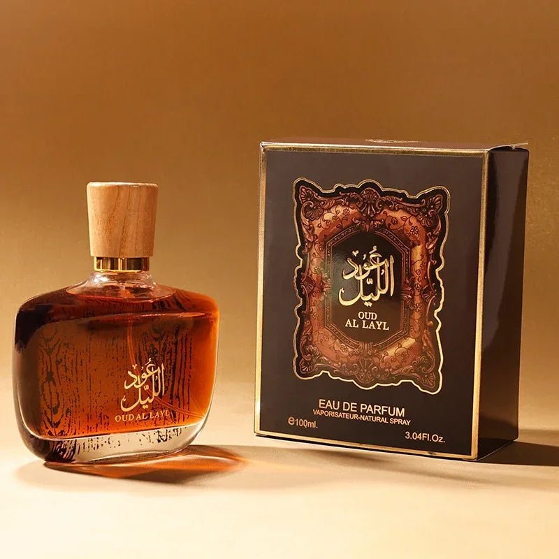 Luxury Arabian Musk Oud and Cedarwood men's Eau De Toilette by Mandotos International, showcasing the elegant bottle design.