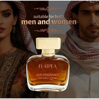 Luxury Arabian Musk Oud and Cedarwood men's Eau De Toilette by MANDOTOS INTERNATIONAL, featuring a sleek bottle with rich scent notes.