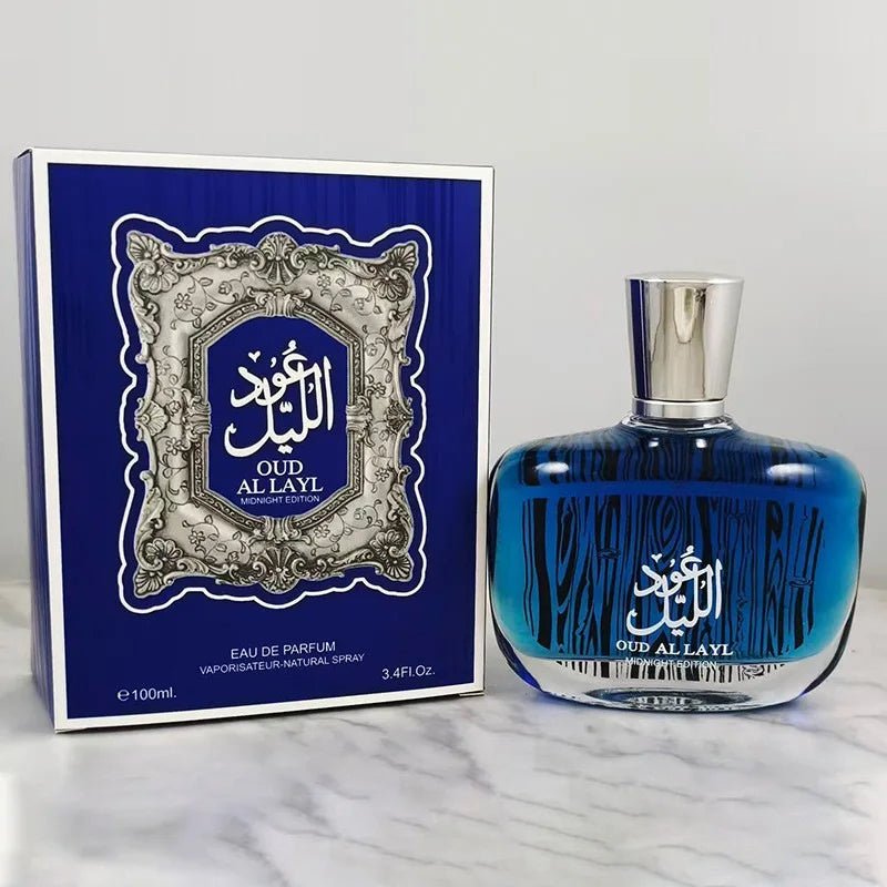 Luxury Arabian Musk Oud and Cedarwood men's Eau de Toilette by Mandotos International, featuring elegant perfume bottle and packaging.