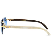 Luxury buffalo horn sunglasses for men and women by MANDOTOS INTERNATIONAL, featuring stylish, natural horn frames.