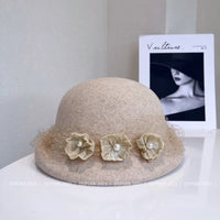 Luxury hemp yarn beret with Australian wool felt, women's versatile bow top hat by MANDOTOS INTERNATIONAL, stylish and cozy accessory