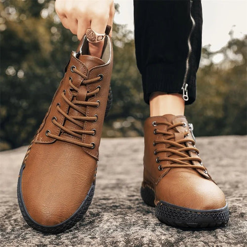 Luxury Italian handmade men's hiking shoes by MANDOTOS INTERNATIONAL, designed for outdoor sports and travel.