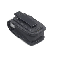 Luxury leather folding eyewear case by MANDOTOS INTERNATIONAL, with soft interior and sleek design for protection and style.