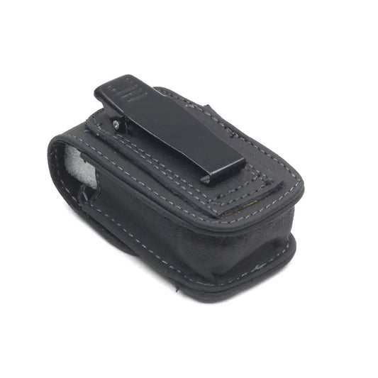 Luxury leather folding eyewear case by MANDOTOS INTERNATIONAL, with soft interior and sleek design for protection and style.