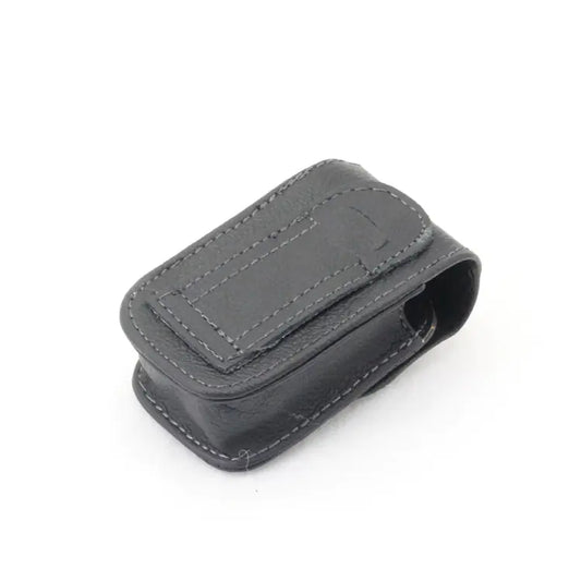 Luxury leather folding eyewear case by MANDOTOS INTERNATIONAL, stylish and durable protection for glasses.