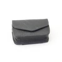 Luxury leather folding eyewear case by MANDOTOS INTERNATIONAL, with soft interior and sleek design for stylish protection of glasses.