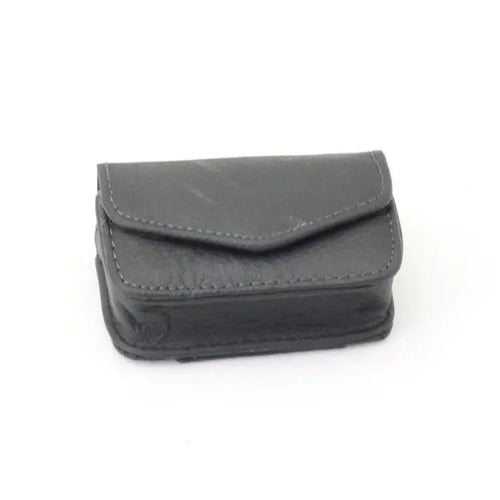 Luxury leather folding eyewear case by MANDOTOS INTERNATIONAL, with soft interior and sleek design for stylish protection of glasses.