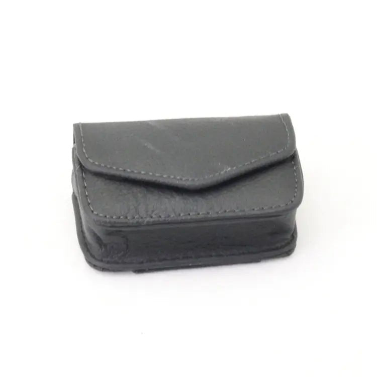 Luxury leather folding eyewear case by MANDOTOS INTERNATIONAL, with soft interior and sleek design for stylish protection of glasses.