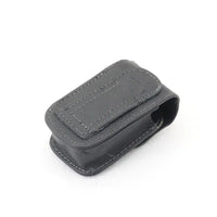 Luxury leather folding eyewear case by MANDOTOS INTERNATIONAL, designed to protect and stylishly store glasses.