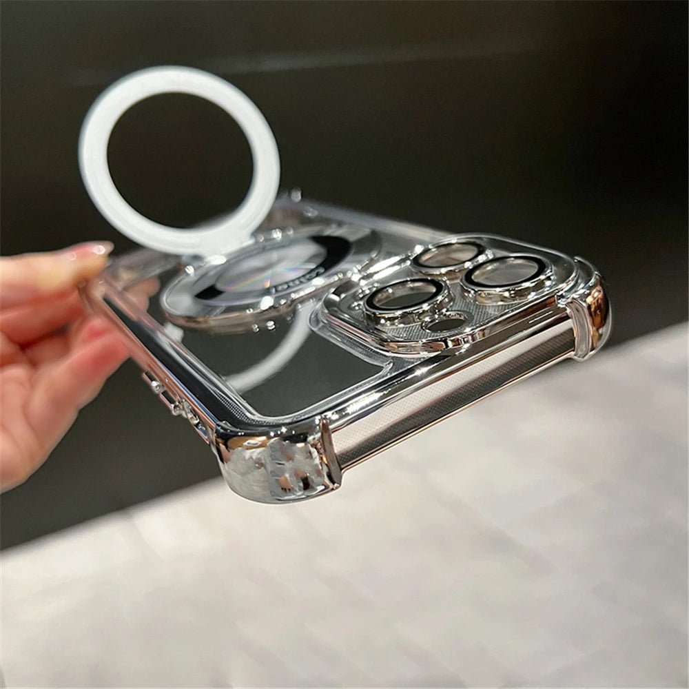 Luxury shockproof magnetic MagSafe case for iPhone 17 Pro Max by MANDOTOS INTERNATIONAL, showcasing a sleek design and secure fit.