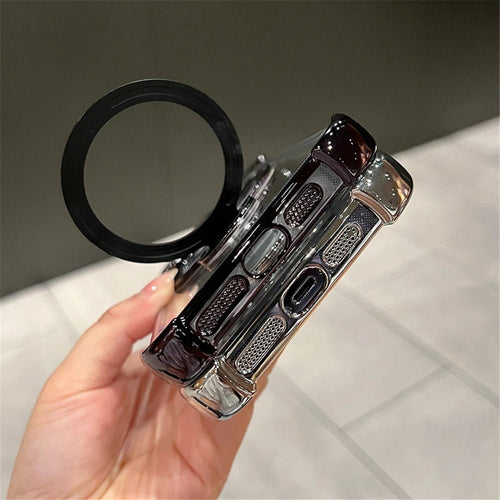 Luxury shockproof magnetic Magsafe case for iPhone 17 Pro Max by MANDOTOS INTERNATIONAL, showing the sleek, durable design with magnetic closure.