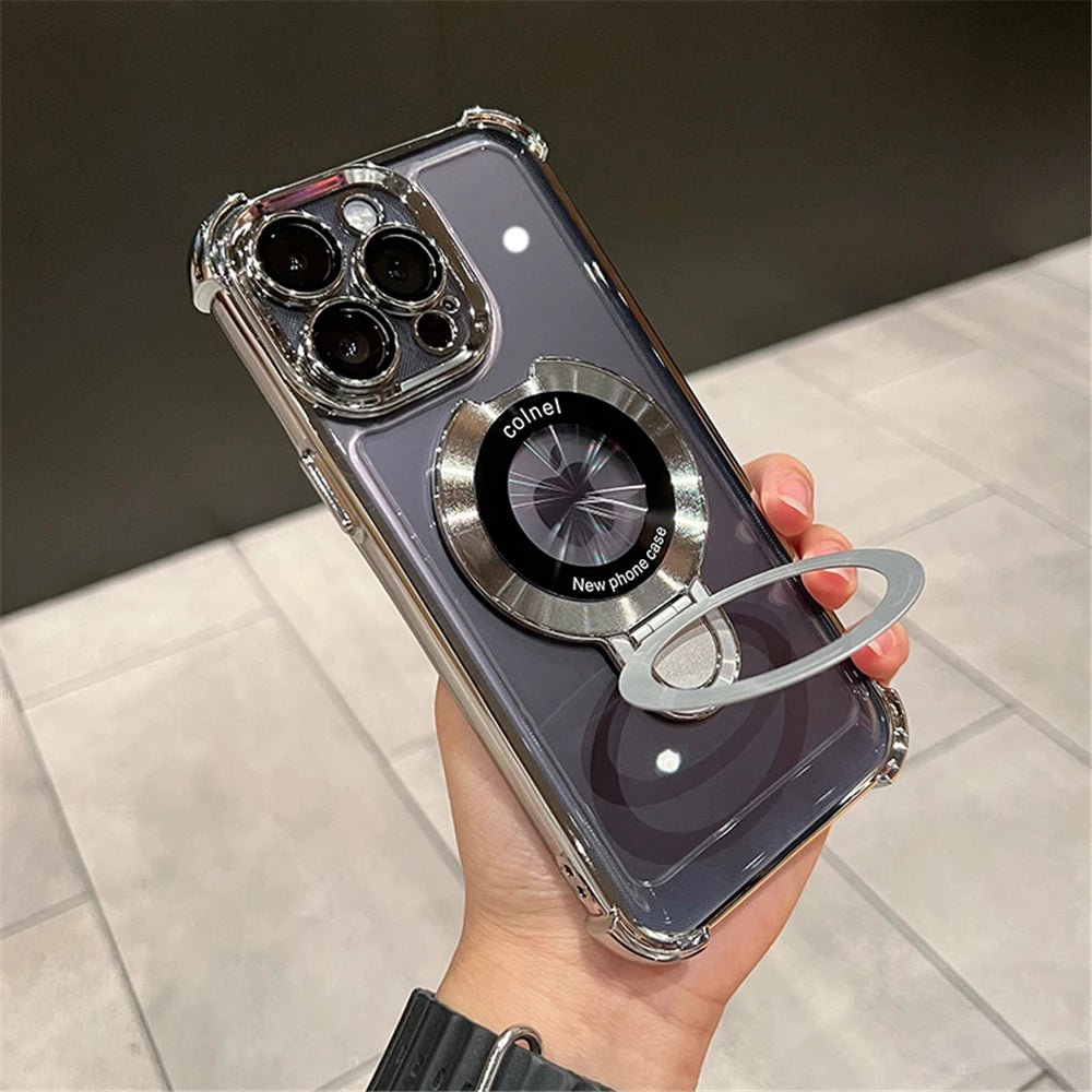 Luxury shockproof magnetic MagSafe case for iPhone 17 Pro Max by MANDOTOS INTERNATIONAL, featuring a sleek, protective design.