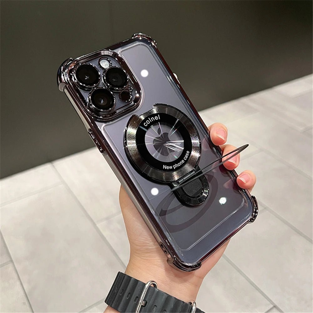 Luxury shockproof magnetic MagSafe case for iPhone 17 Pro Max by MANDOTOS INTERNATIONAL, showing sleek design and durable build.
